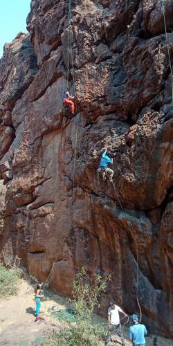 Badami Rock climbing